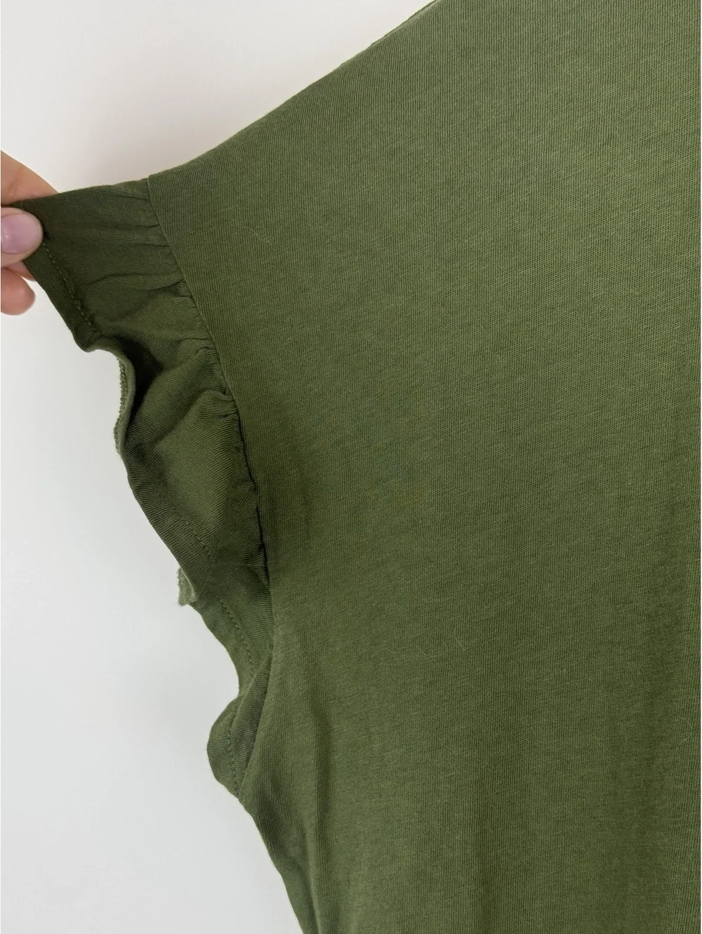 J.Crew Women's Olive Green Ruffle Sleeve Tiered Cotton Dress XL